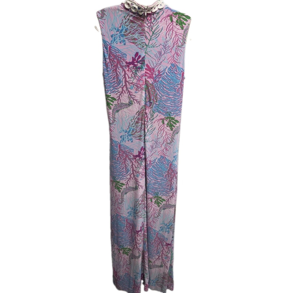 Pappagallo Dress Maxi Cactus Rose Sea Horse Coral Size Large Preppy Resortwear - Picture 6 of 8